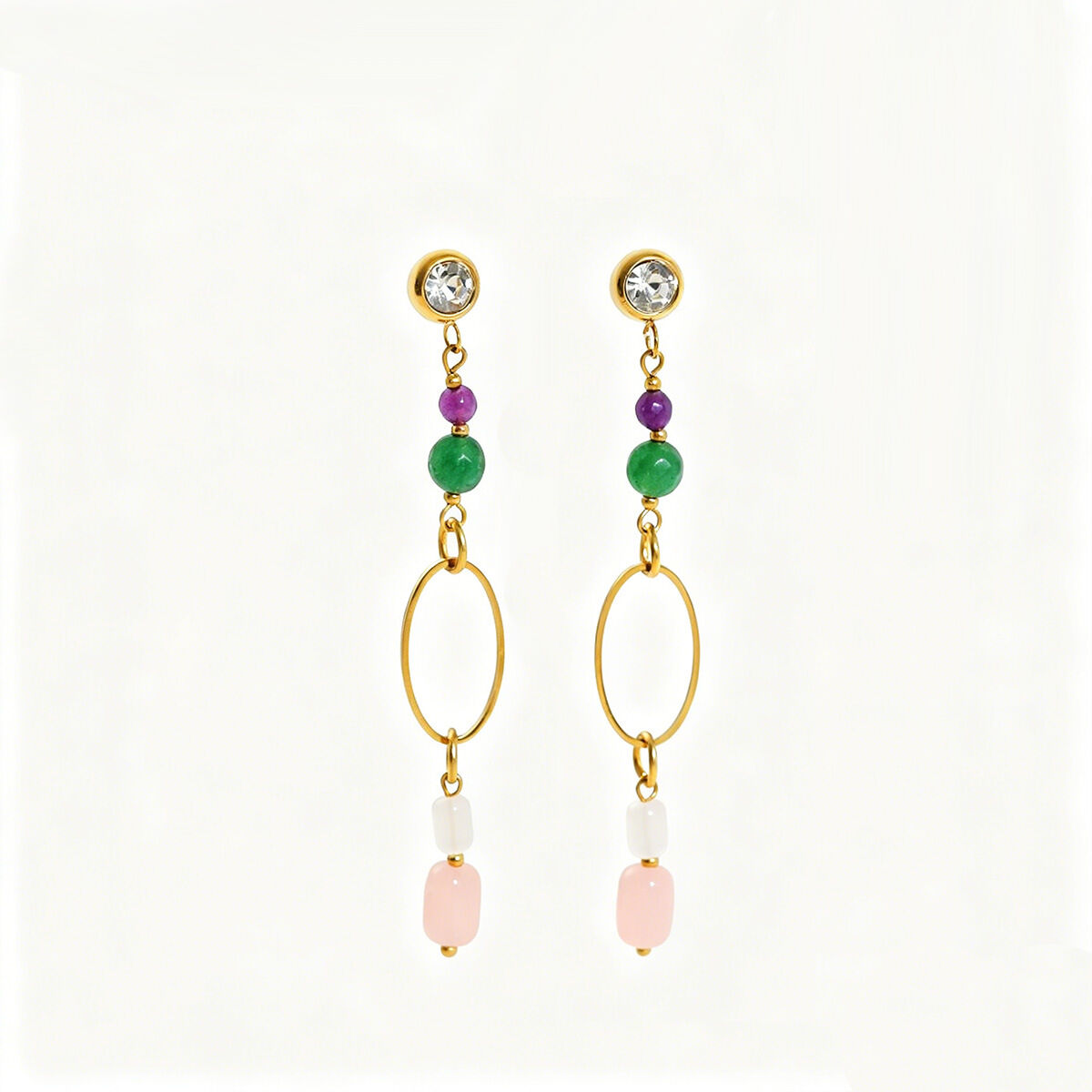 Orecchini Pendenti Da Donna Simple Series Daily Nassel In Acciaio Inossidabile Impermeabile Color Oro. Immagine5