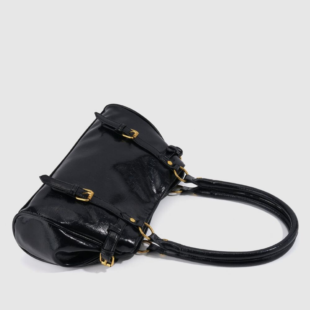 Streetwear Style Metal Hardware Solid Color Pu Women's Bowling Handbags h5Picture4