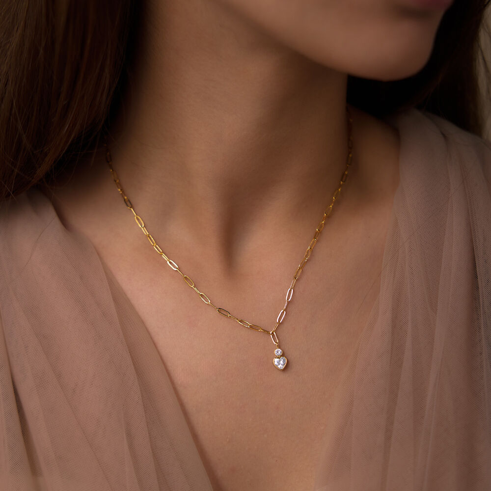 Elegant Letter Horseshoe-Shaped Stainless Steel Waterproof Gold Color Zircon Women's Pendant Necklaces Picture2