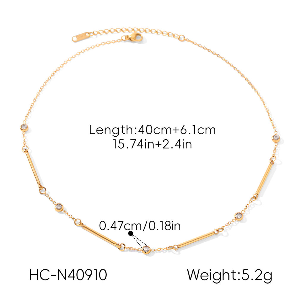 Simple Series Daily Chain Circle Stainless Steel Waterproof Gold Color Zircon Women's Chain Necklaces Picture2