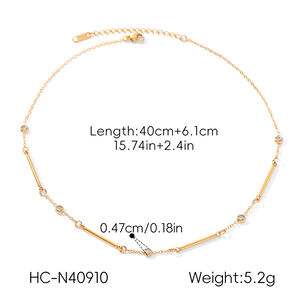 Simple Series Daily Chain Circle Stainless Steel Waterproof Gold Color Zircon Women's Chain Necklaces h5 Picture2