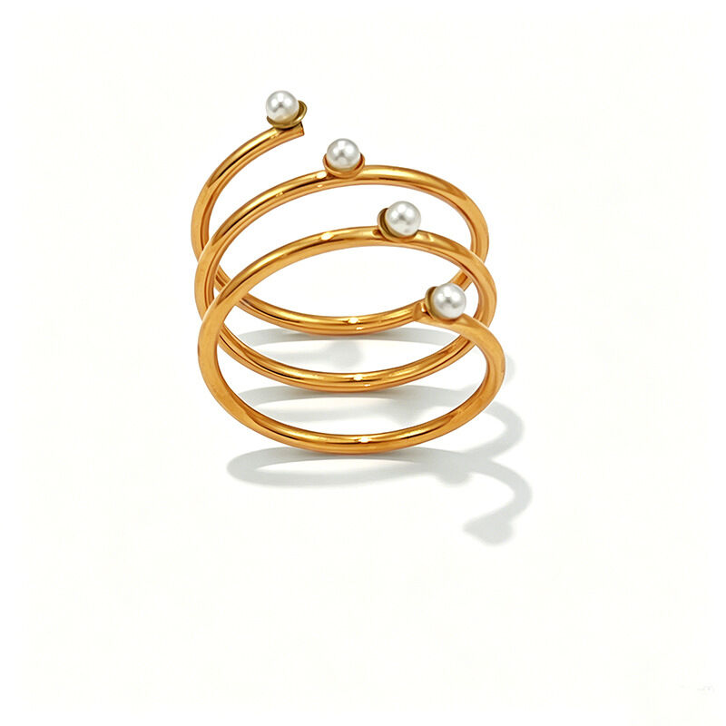 Simple Thread Stainless Steel Waterproof Gold Color Women's Gemstone Rings h5 Picture4