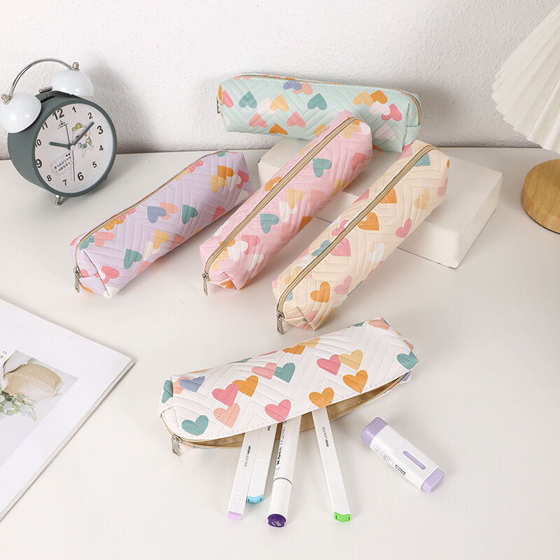 Simple Series Sweet Pu Heart Mixed Color Pen Pouches h5Picture2