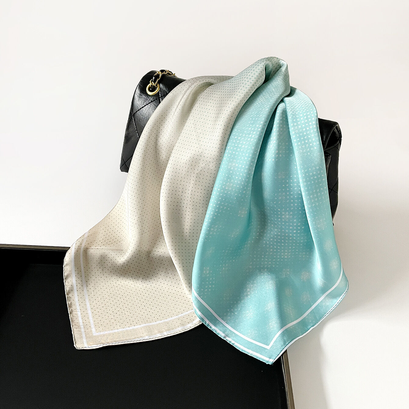 Sciarpe Estive In Chiffon Satinato Con Sfumature Di Colore Miste Della Serie Simple, Perfette Per Tutti I Giorni. 2