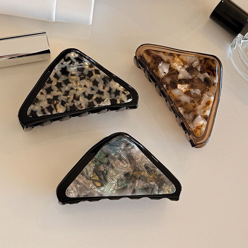 Simple Series Dagelijkse Haarclips Van Acetaat Met Luipaardprint En Driehoekig Kleurverloop Afbeelding2