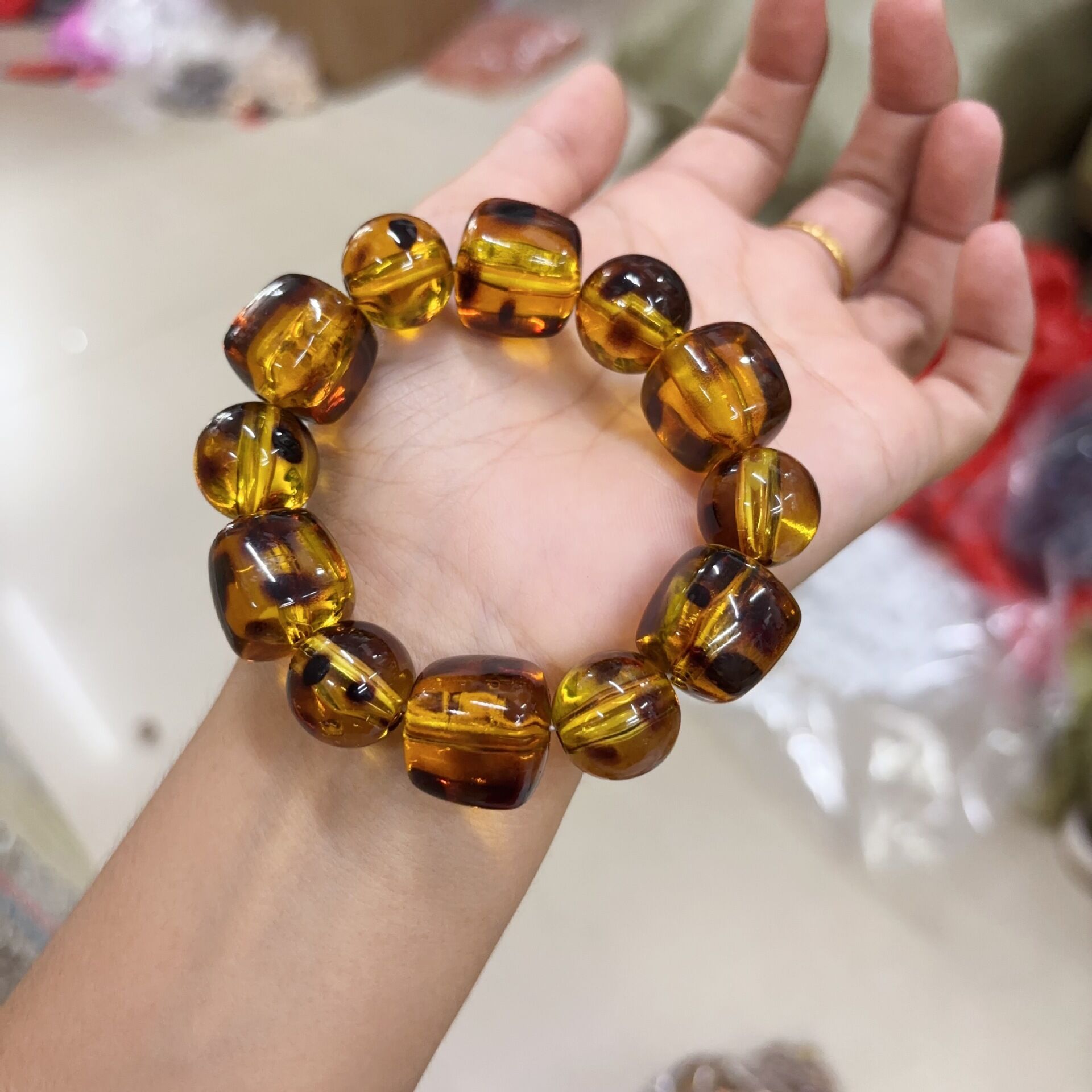 Bracelets en résine à motif léopard rétro pour femmes