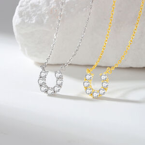 Simple Series Elegant Horseshoe-Shaped 925 Sterling Silver Color Rhodium Plating Women's Moissanite Necklaces h5 Picture2