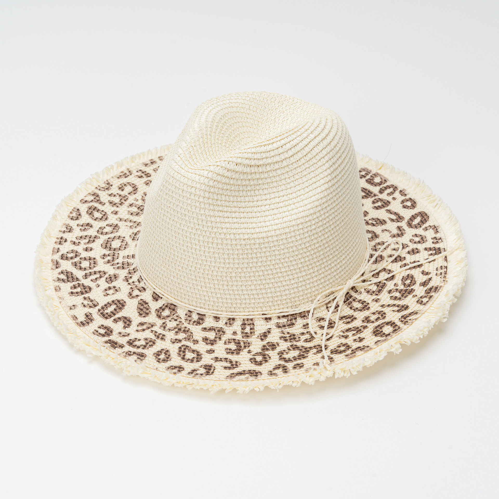 Simple Series Vacation Bow Knot Leopard Print Raffia Straw Hats 
