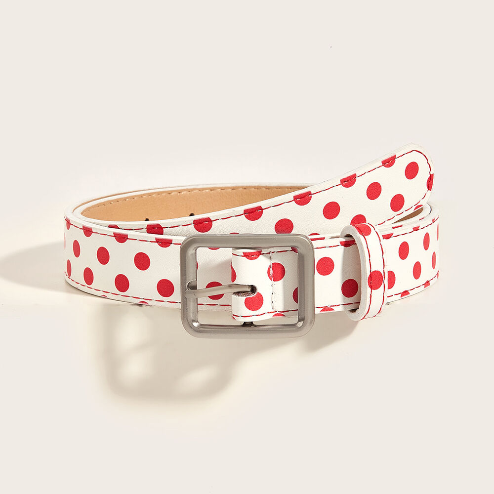 Simple Series Casual Heart Polka Dots Mixed Color Premium Quality Pu Leather Belt