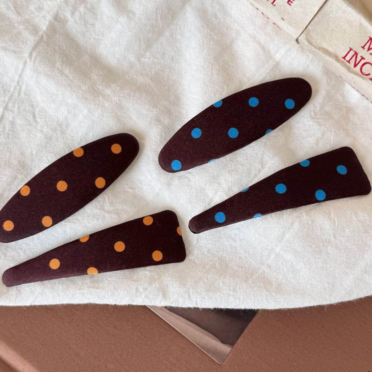 Eenvoudige Serie Retro Stoffen Haarclips Met Effen Stippen Afbeelding3