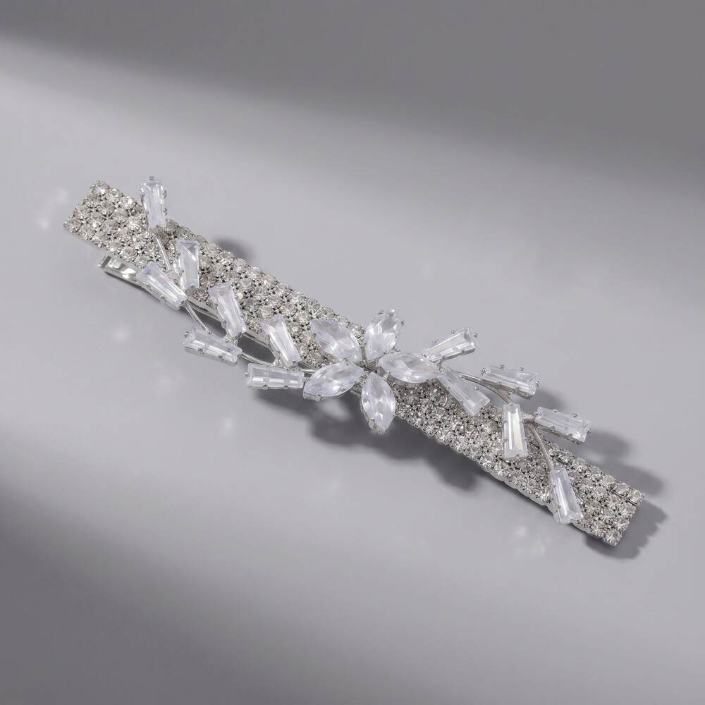 Lüks Seri Sade Çiçek Desenli Düz Renk Alaşımlı Rhinestone Zirkon Saç Tokaları