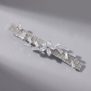Lüks Seri Sade Çiçek Desenli Düz Renk Alaşımlı Rhinestone Zirkon Saç Tokaları h5