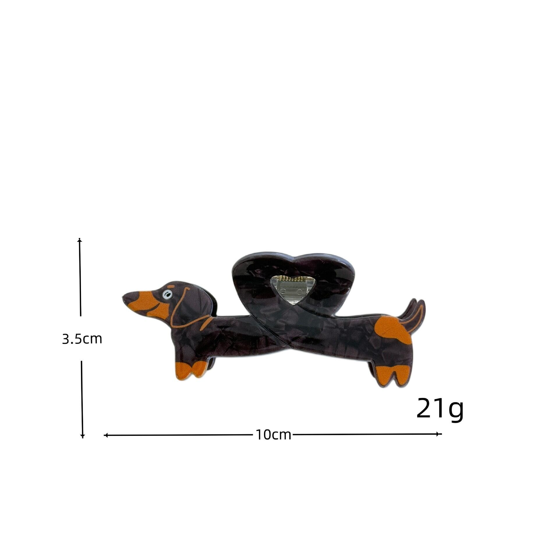 Garras De Pelo De Acetato Con Forma De Perro Salchicha De Colores Variados, De La Serie Simple. h5 Imagen4