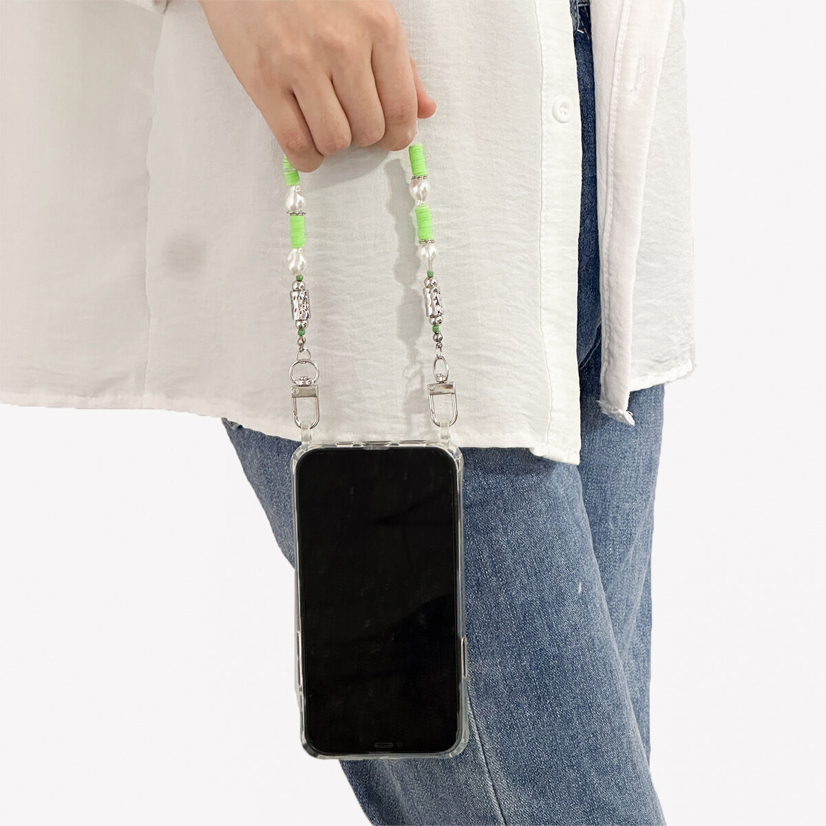 Simple Series Daily Irregular Shape Solid Color Beads Resin Phone Chain 2