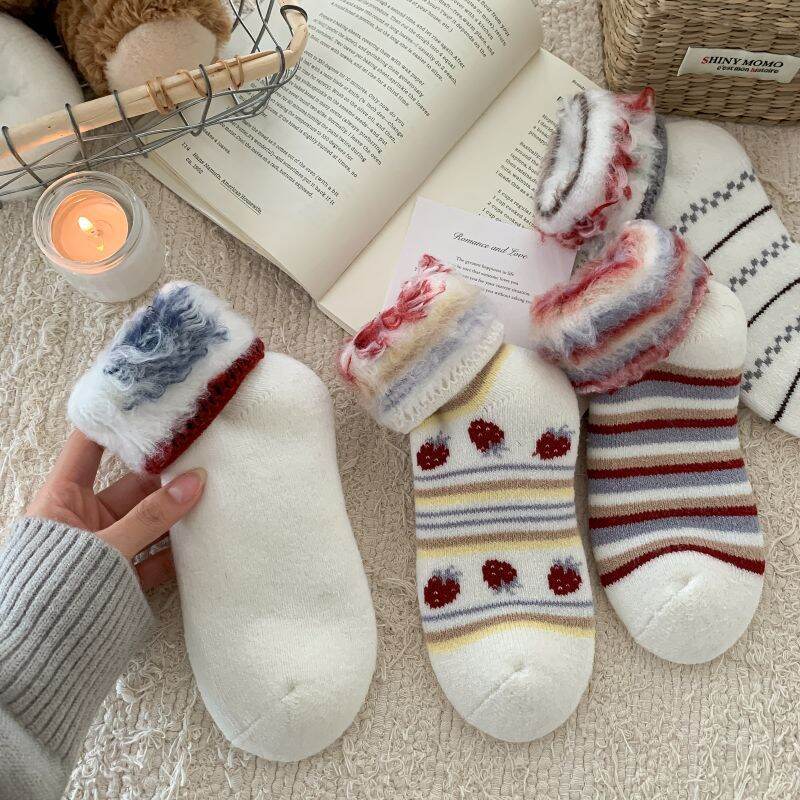 Chaussettes Mi-Mollet Pour Femmes, Motif Géométrique À Rayures, Illustration De Noël h5 Image2