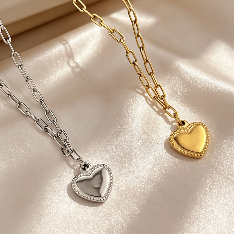 Eenvoudige Hartvormige, Waterdichte, Goudkleurige Hangerketting Van Roestvrij Staal Voor Dames. h5 Afbeelding4