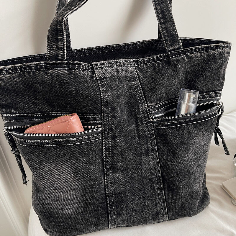 Streetwear Style Metal Hardware Patchwork Solid Color Gradient Color Fabric Women's Square Bag Picture3