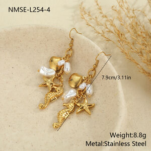 Ensembles De Bijoux Pour Femmes En Acier Inoxydable Étanches, Motif Poisson, Étoile De Mer Et Corail, Collection Romantique h5