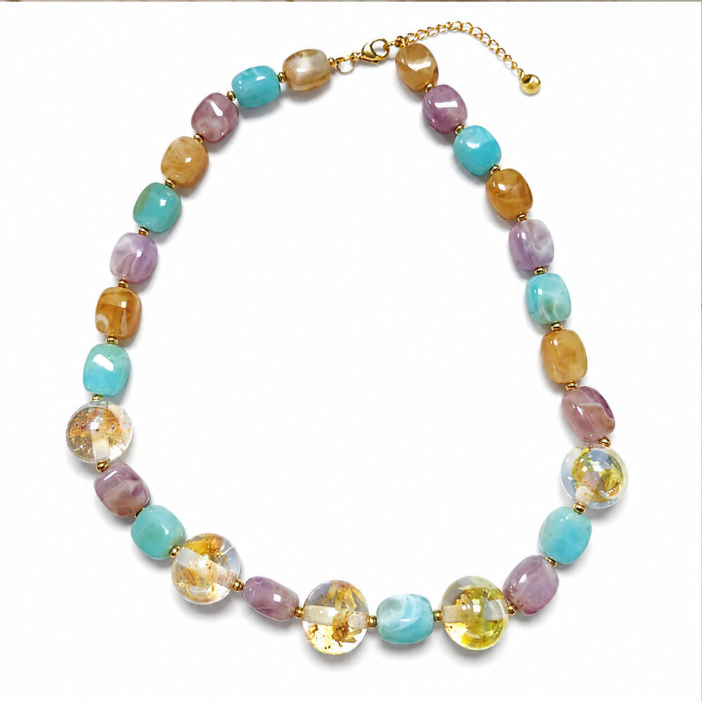 Romantic Series Sweet Flower Chain Stainless Steel Waterproof Beaded Necklaces Picture5