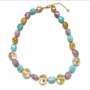 Romantic Series Sweet Flower Chain Stainless Steel Waterproof Beaded Necklaces h5 Picture5