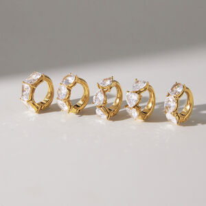 Luxe Serie Elegante Ronde Roestvrijstalen Waterdichte Gouden Zirkonia Oormanchetten Voor Dames h5 Afbeelding2