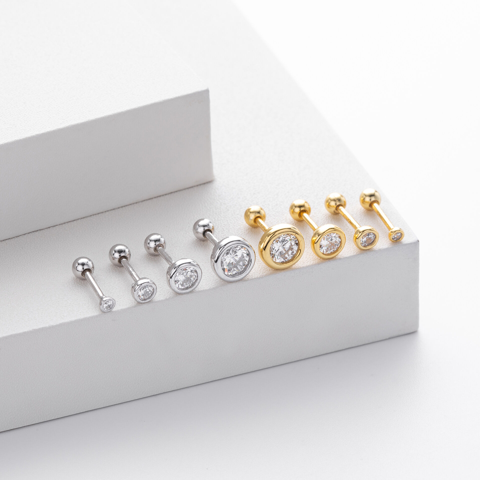 Simple Series Daily Irregular Shape  Rhodium Plating Zircon Women's 925 Sterling Silver Color Earrings 2