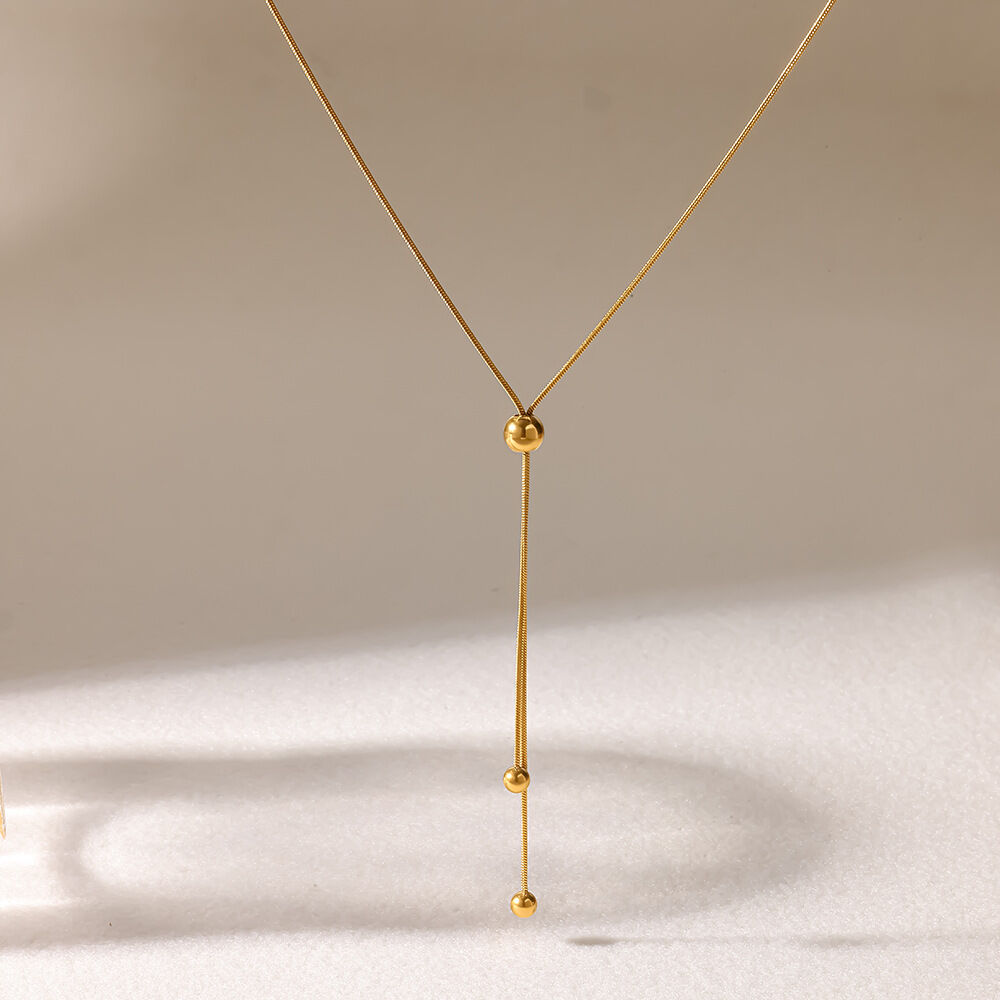 Simple Series Daily Geometric Shape Stainless Steel Waterproof Gold Color Unisex Pendant Necklaces Picture3
