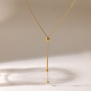 Simple Series Daily Geometric Shape Stainless Steel Waterproof Gold Color Unisex Pendant Necklaces h5 Picture3