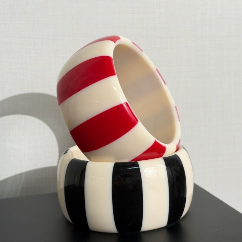 Punk Stripe Pattern Mixed Color Resin Women's Bangles Picture2