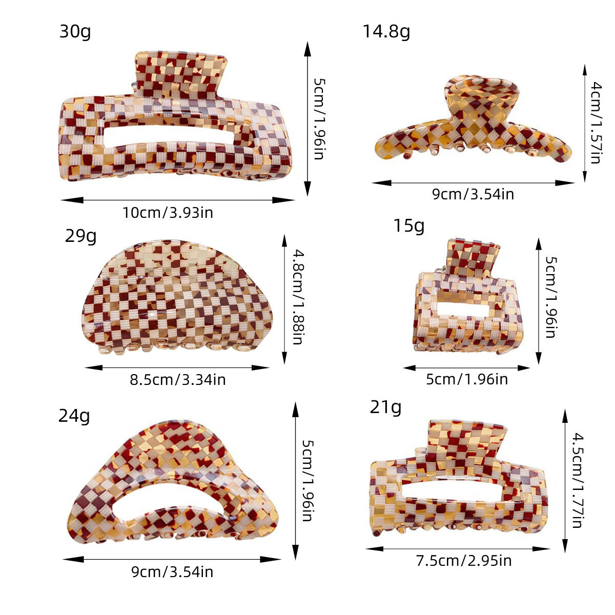 Simple Series Daily Plaid Gemengde Kleuren Acetaat Haarklemmen Afbeelding4