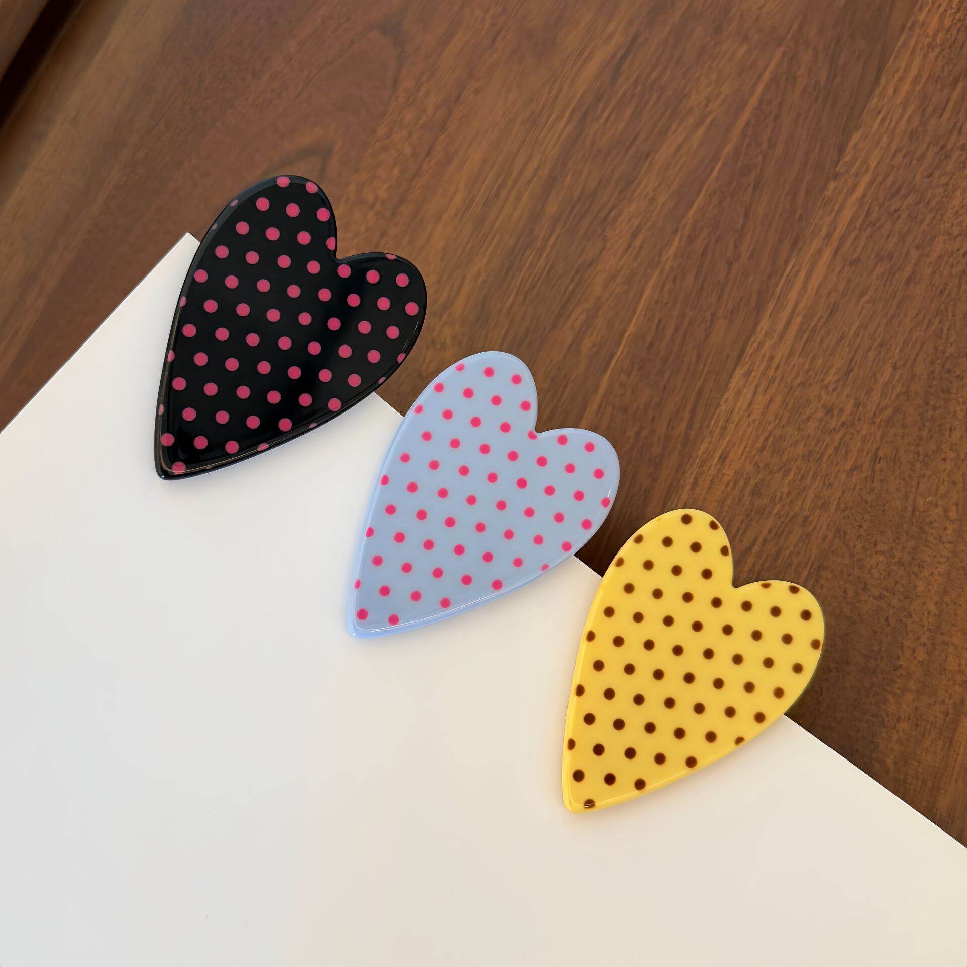 Simple Series Dagelijkse Hart Polka Dots Haarclips Van Acetaat, Unisex h5 Afbeelding3