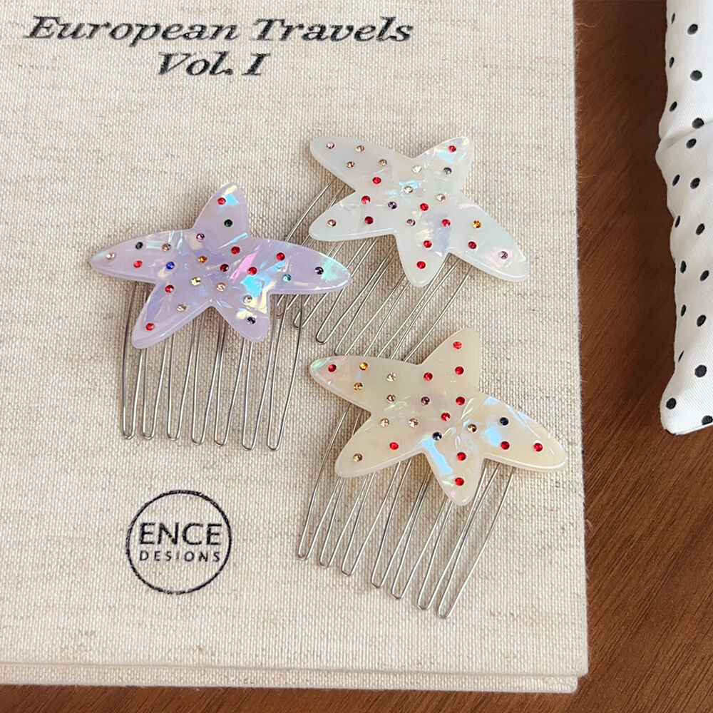 Peinetas De Acetato Con Diseño De Estrella De Mar Degradada En Color Sólido, Estilo Oceánico, De La Serie Simple.