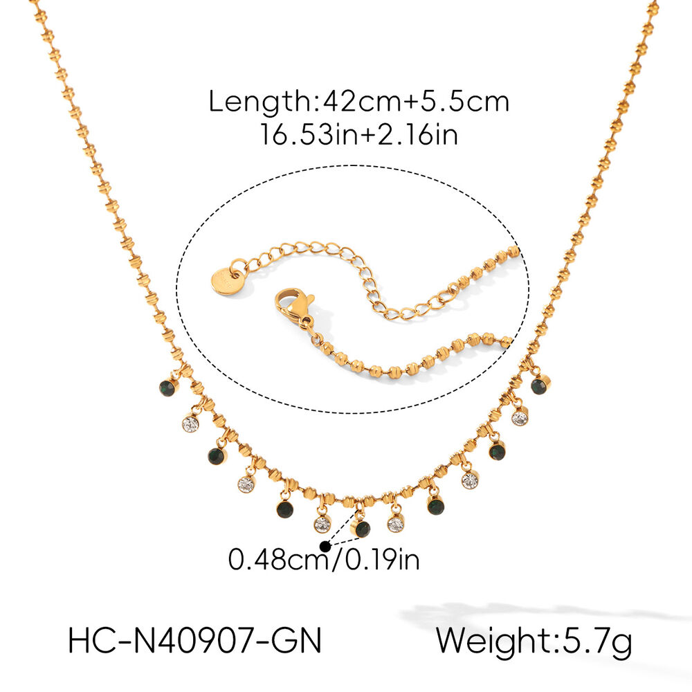Simple Series Daily Tassel Stainless Steel Waterproof Gold Color Zircon Women's Pendant Necklaces Picture2