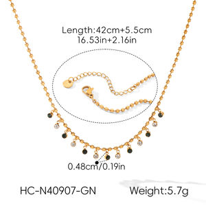 Simple Series Daily Tassel Stainless Steel Waterproof Gold Color Zircon Women's Pendant Necklaces h5 Picture2