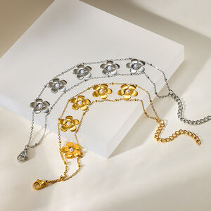 Flower Stainless Steel Waterproof Gold Color Women's Chain Bracelets h5 Picture2
