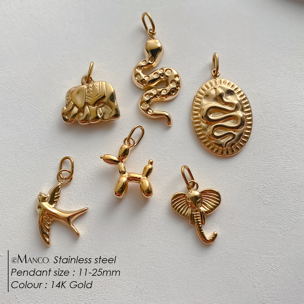 Romantische DIY-Anhänger in Schlangenform aus Edelstahl, wasserdicht, goldfarben Bild2
