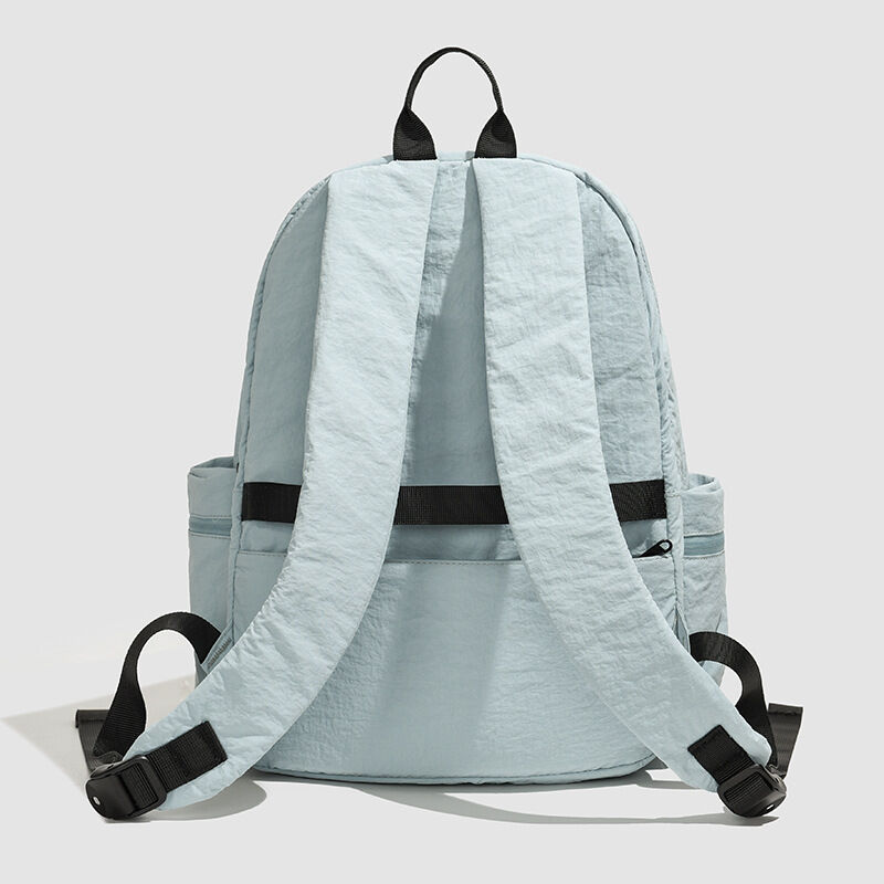 Lässiger Damenrucksack aus Nylon, ohne Aufdruck, einfarbig, rund Bild3