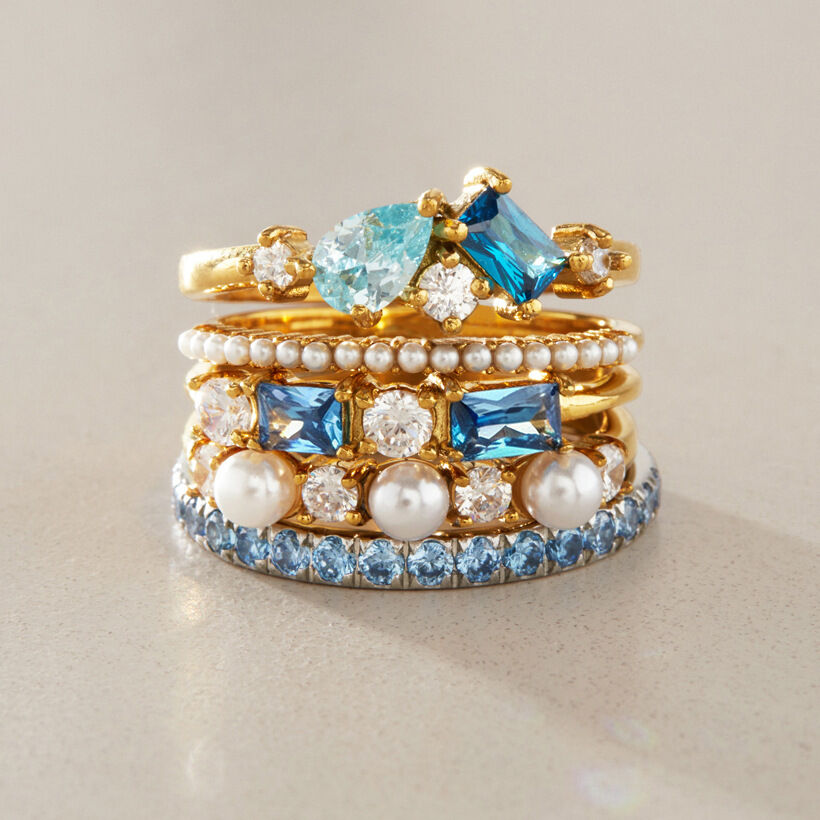 Luxurious Series Retro Irregular Shape Stainless Steel Waterproof   Gold Color  Zircon Women's Gemstone Rings h5 Picture4
