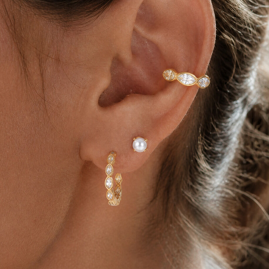 Simple Series Elegant Patchwork Circle Stainless Steel Waterproof Women's Hoop Earrings Picture2