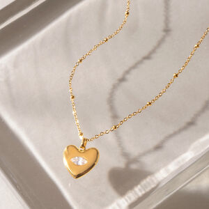 Simple Series Cute Heart Stainless Steel Waterproof Gold Color Zircon Women's Pendant Necklaces h5 Picture3
