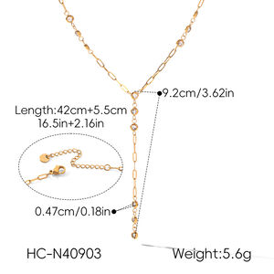 Collana Con Pendente Da Donna Simple Series Daily Circle In Acciaio Inossidabile Impermeabile Color Oro Con Zirconi h5 Immagine2