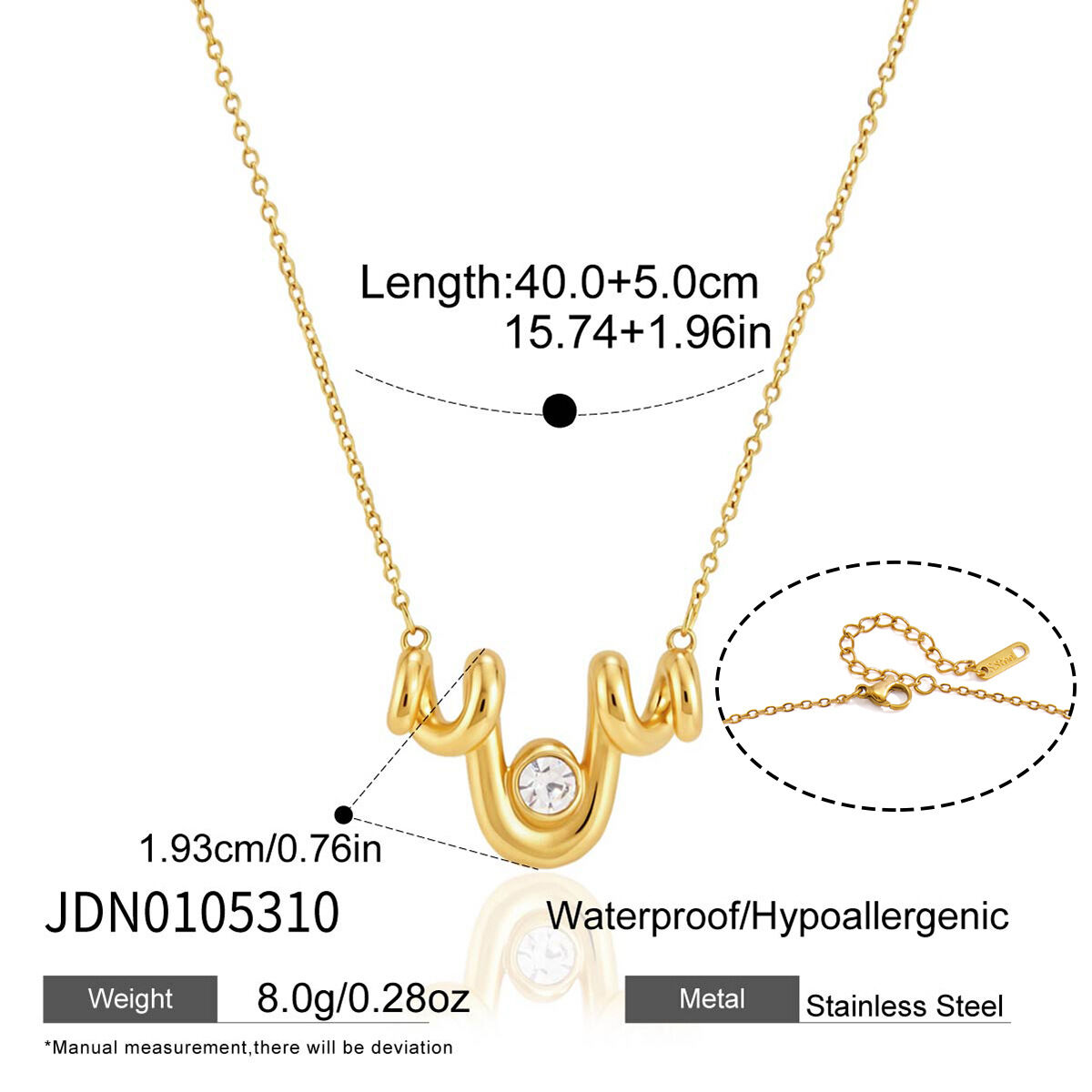 Collares Con Colgante Para Mujer De La Serie Simple Casual Twist Lines, De Acero Inoxidable, Resistentes Al Agua Y Color Dorado. 