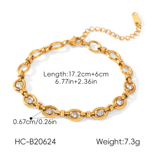Stainless Steel Waterproof Gold Color Zircon Women's Chain Bracelets h5 Picture2