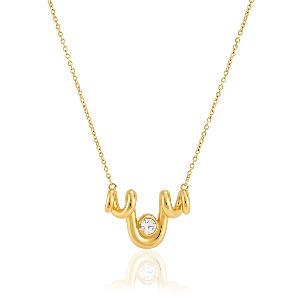 Collares Con Colgante Para Mujer De La Serie Simple Casual Twist Lines, De Acero Inoxidable, Resistentes Al Agua Y Color Dorado. Imagen5