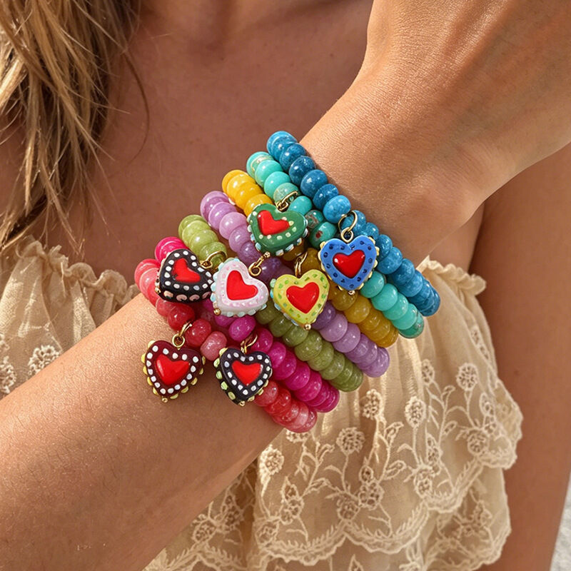 Romantik Seri Tatlı Kalp Boncuklu Doğal Taş Kadın Bileklikler
