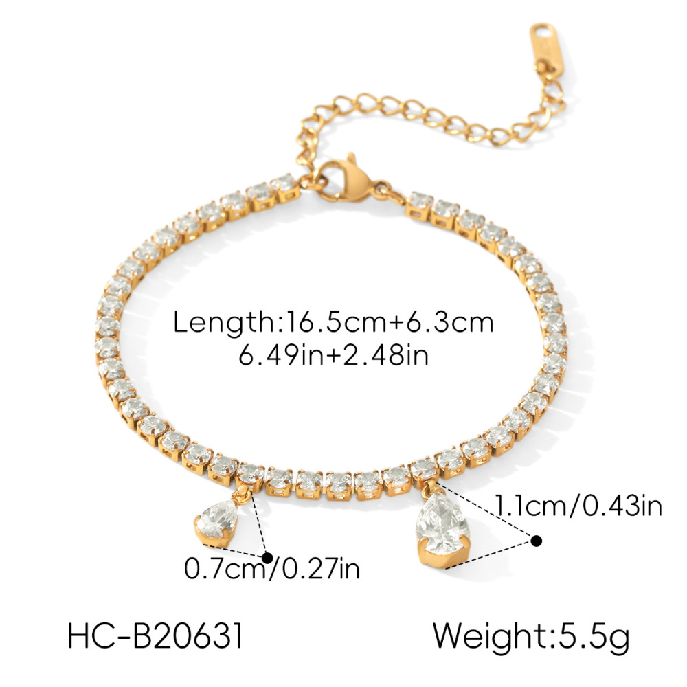 Stainless Steel Waterproof Gold Color Zircon Women's Charm Bracelets Picture2