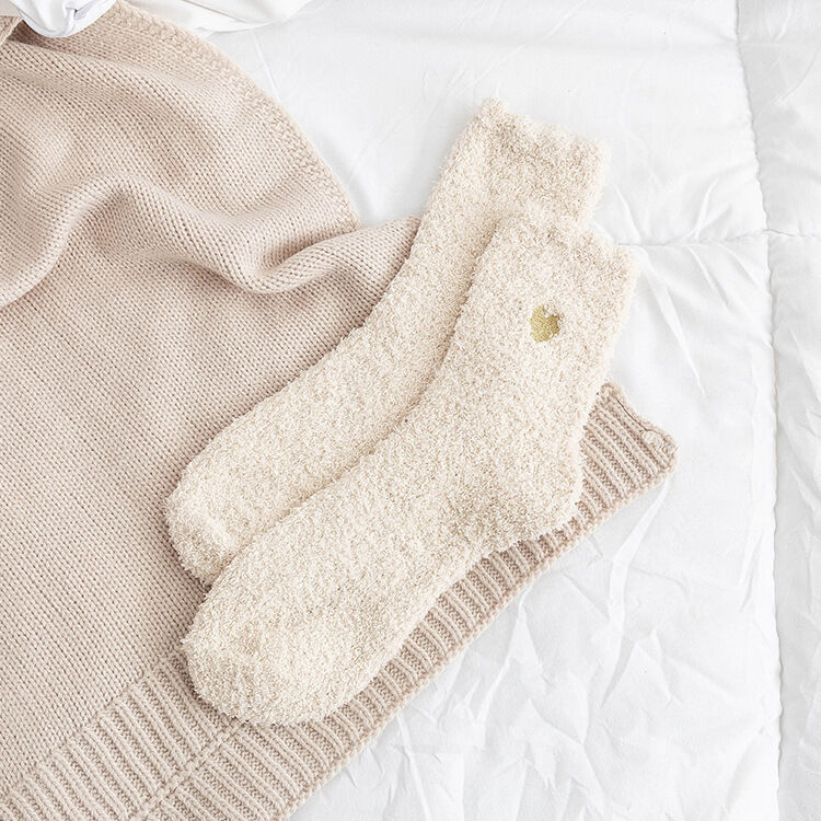 Chaussettes Mi-Mollet Basiques À Cœur, Couleur Unie, Légèrement Rebondissantes, Pour Femmes h5 