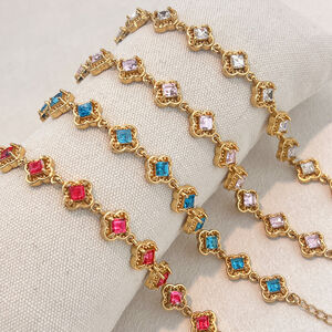 Romantische Serie Sweet Flower Roestvrijstalen Waterdichte Damesarmbanden Met Zirkonia h5 Afbeelding3