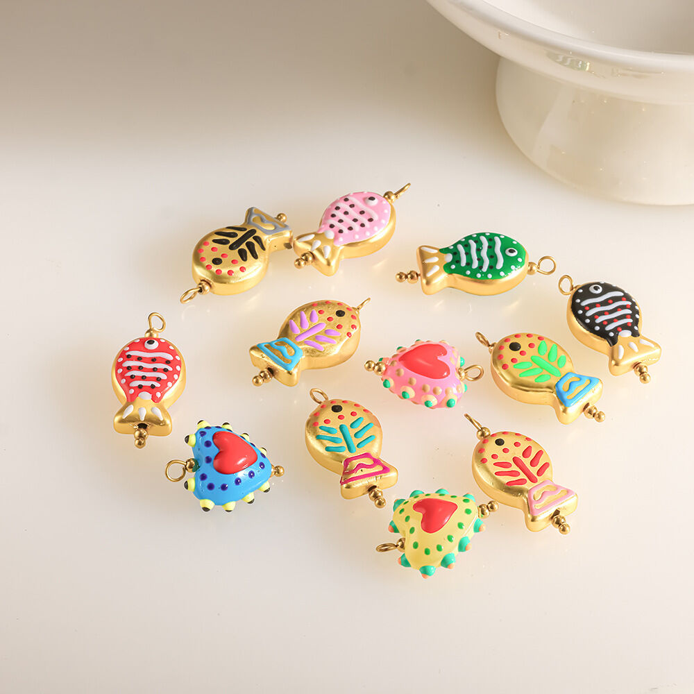 Simple Series Sweet Stripe Polka Dots Stainless Steel Waterproof   Gold Color  Women’s Pendants