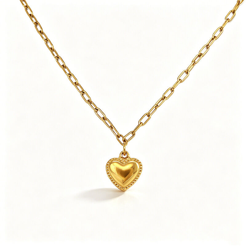 Eenvoudige Hartvormige, Waterdichte, Goudkleurige Hangerketting Van Roestvrij Staal Voor Dames. Afbeelding5